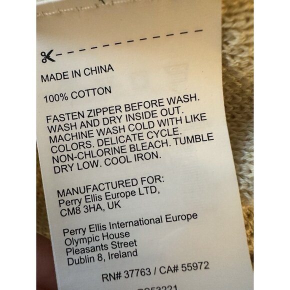 NEW Perry Ellis Men's XXL 100% Cotton Thin Summer Spring Sweater Full Zip Cream - Picture 11 of 11